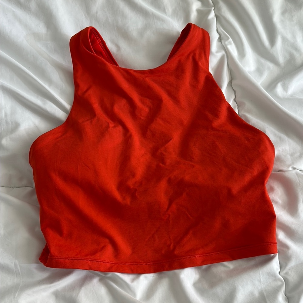 Athleta Orange-Red Workout Crop Top with built in bra